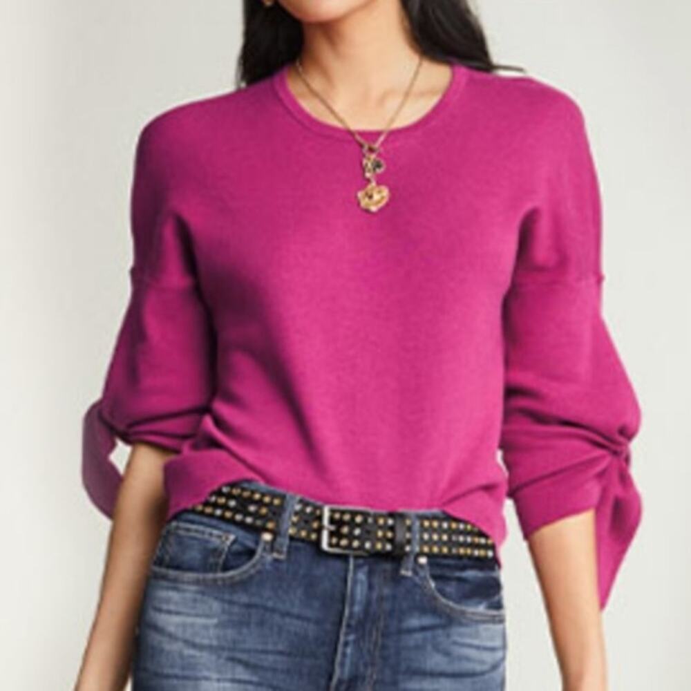 CAbi Tether Pullover Size XS Hot Pink open sleeve casual fall crewneck pullover